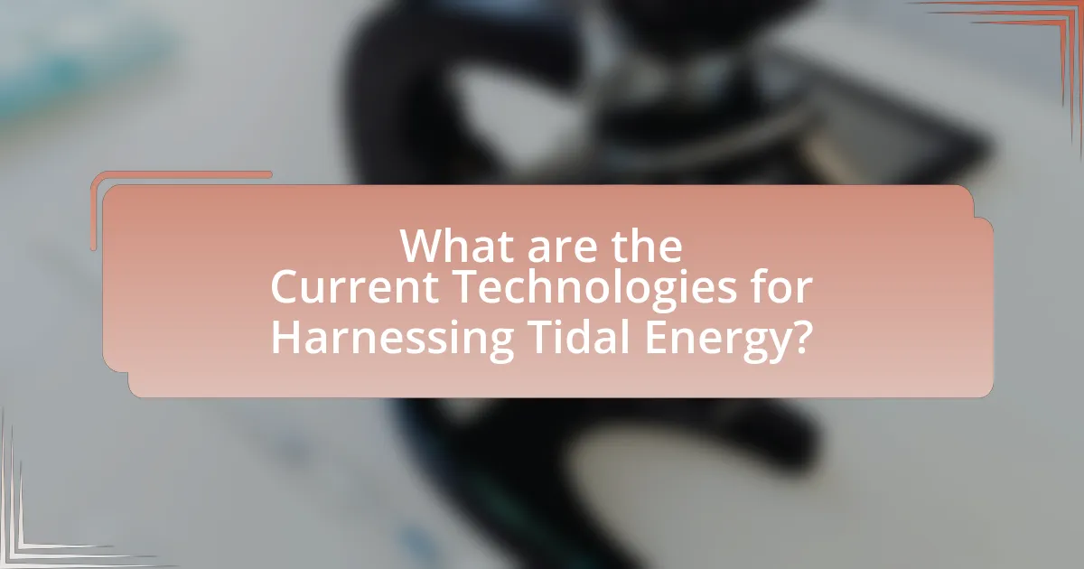 What are the Current Technologies for Harnessing Tidal Energy?