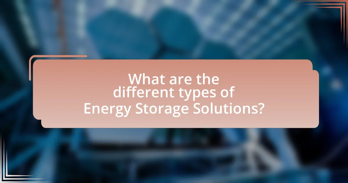 What are the different types of Energy Storage Solutions?
