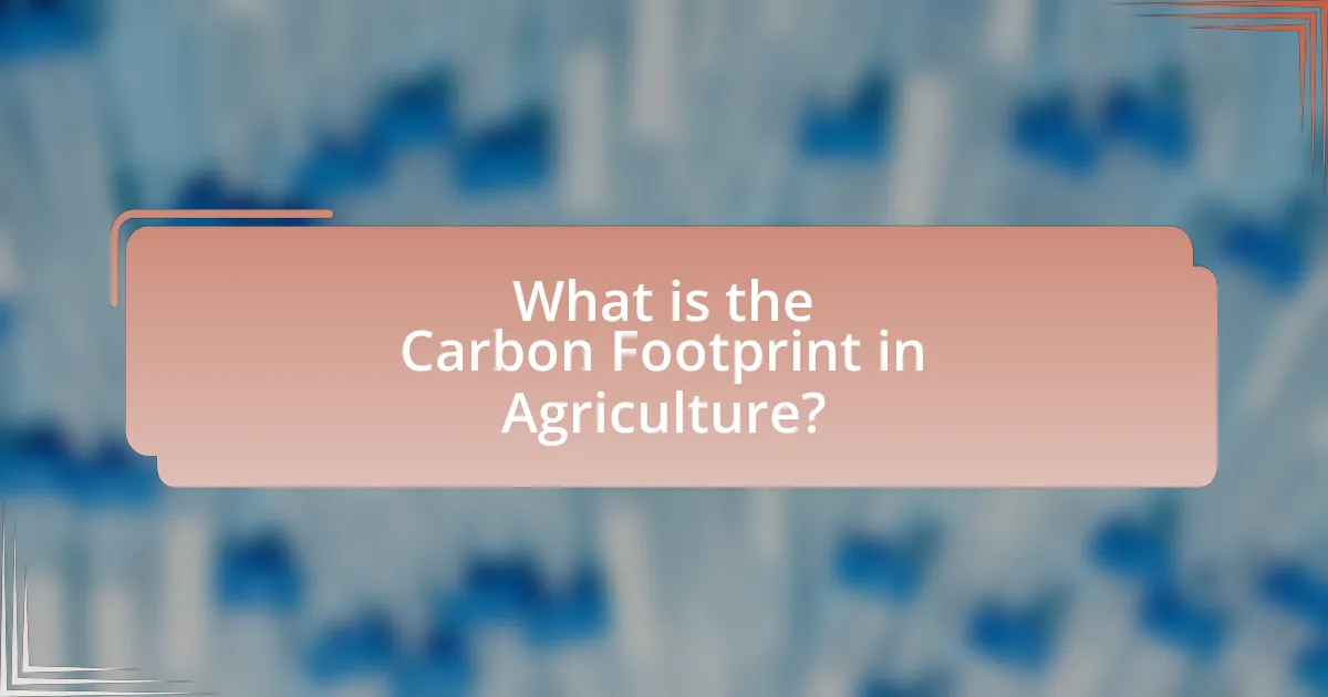 What is the Carbon Footprint in Agriculture?
